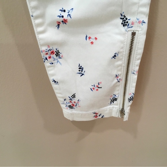 Joie Jeans Women's 27 Park Skinny Denim White Floral Stretch Zip Hems Pocket New - Picture 5 of 8